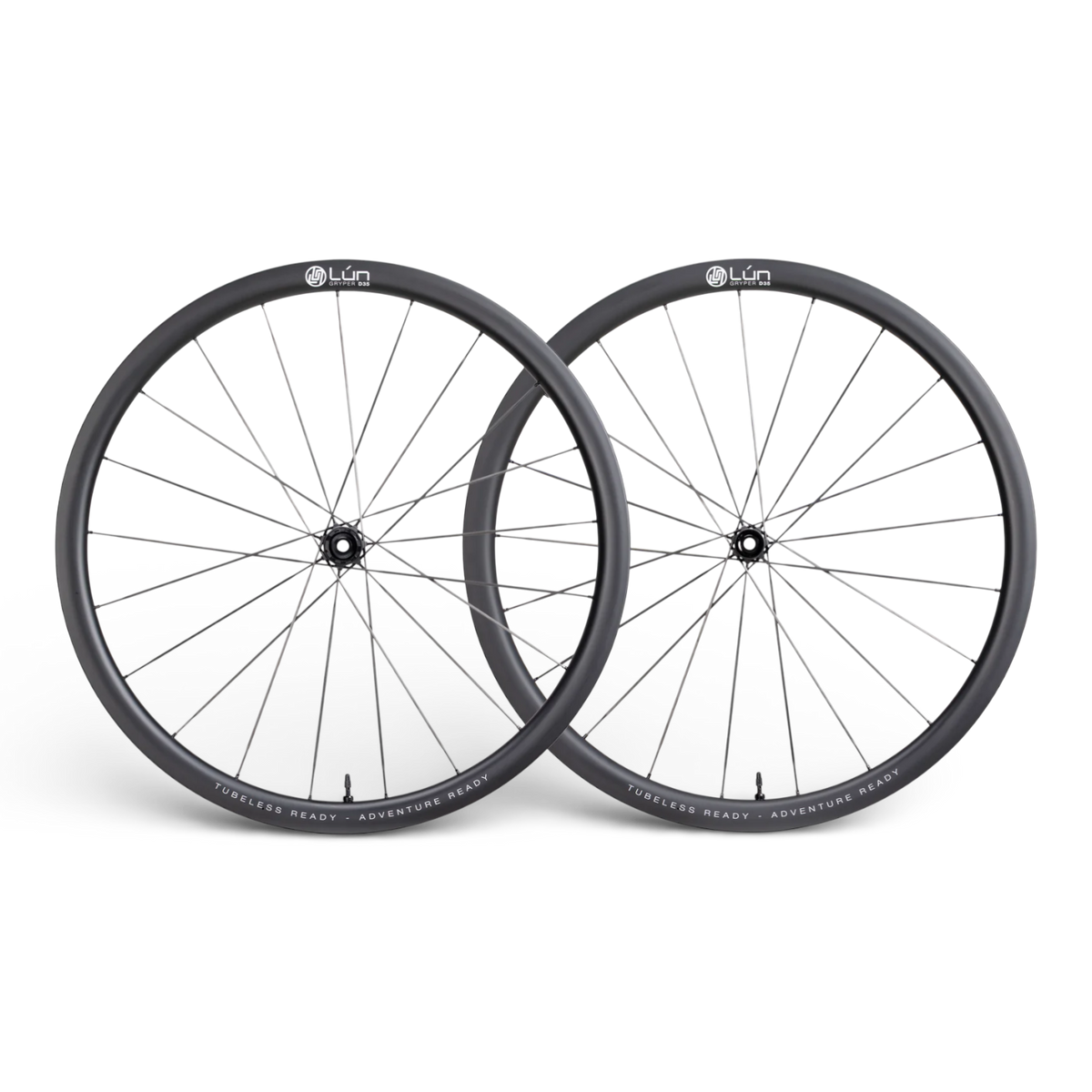 NorVelo Lún Gryper 45mm carbon gravel wheelset with tubeless ready rims and lightweight carbon spokes
