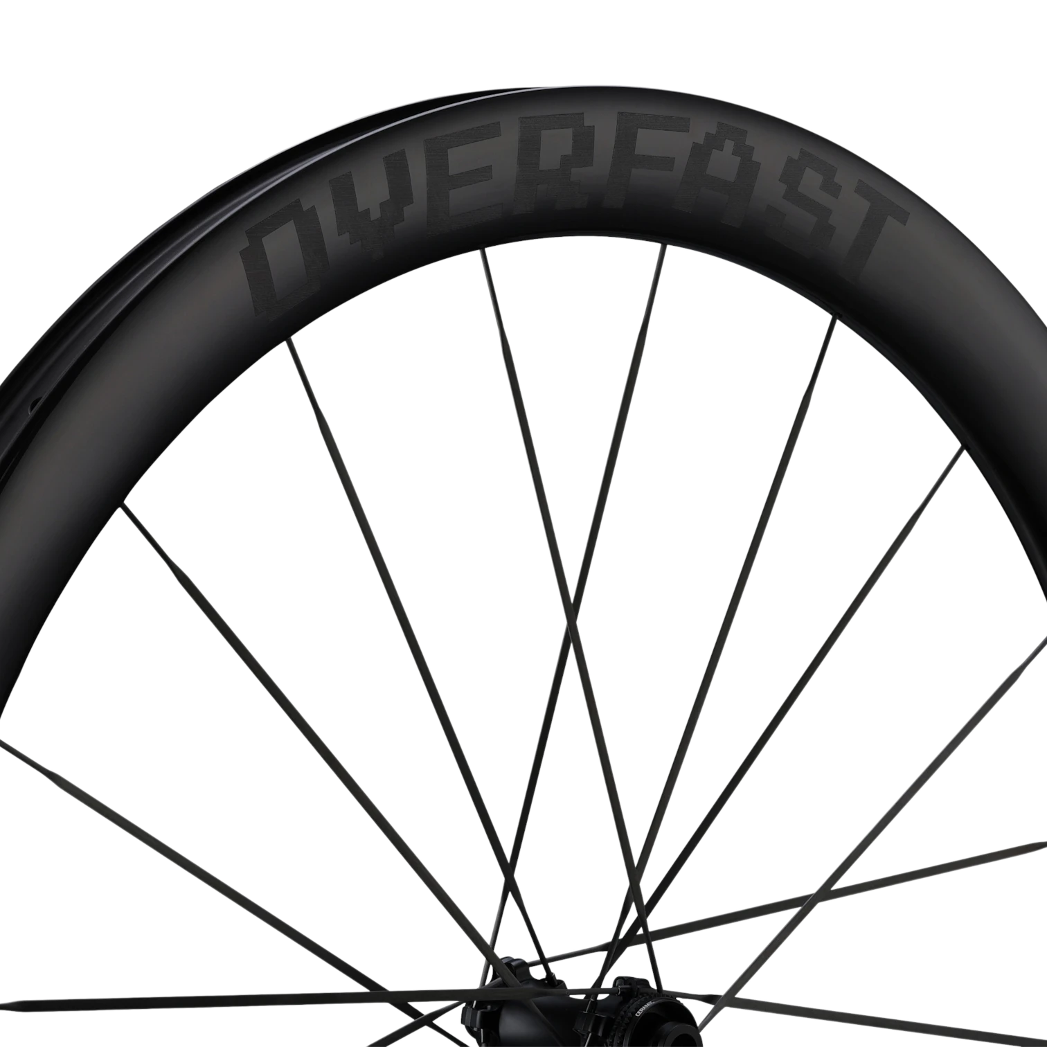 NorVelo Overfast Ultralight 50mm carbon road bike wheel with aerodynamic rim profile and black spokes