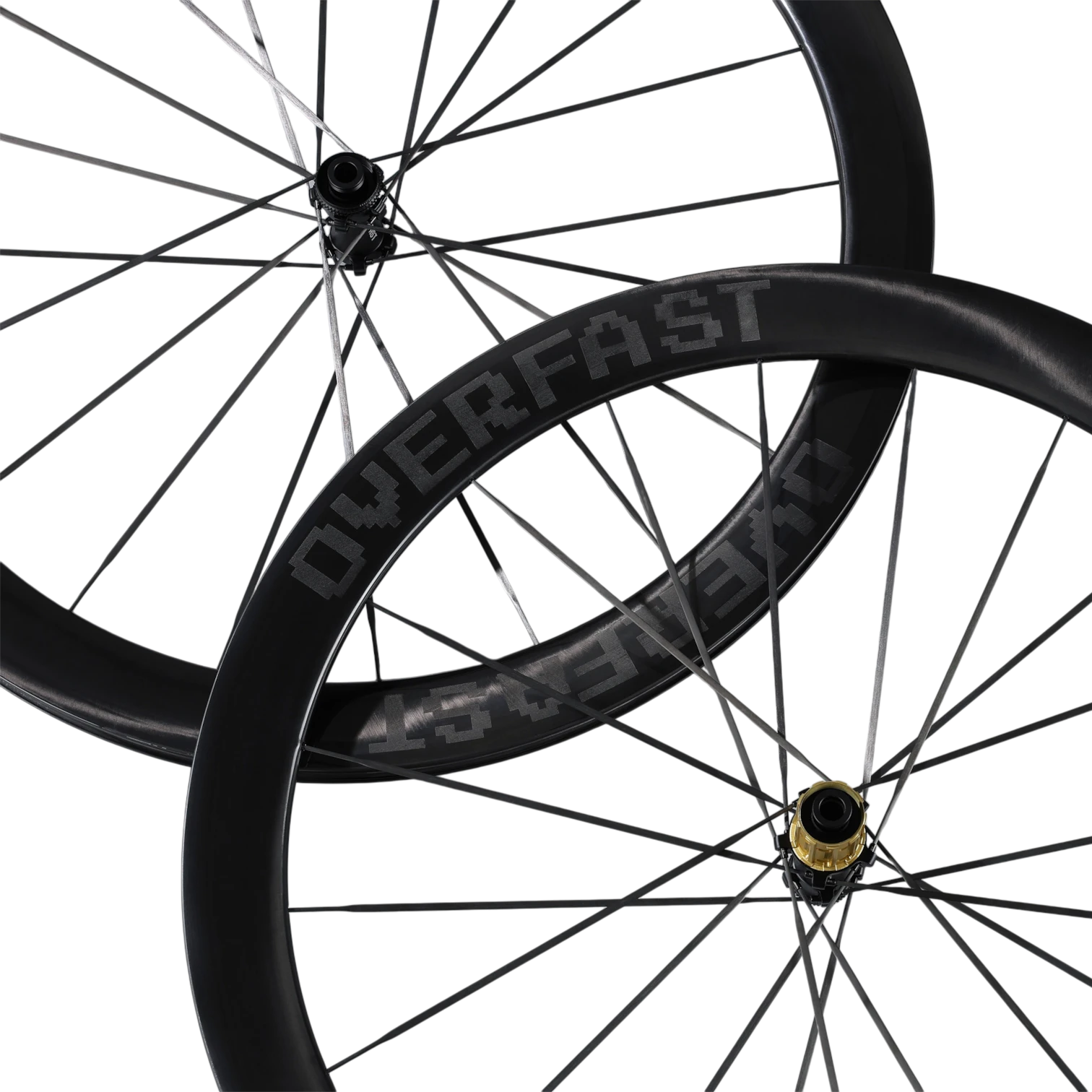 NorVelo Overfast Ultralight 50mm carbon road bike wheelset with black rims and aero spokes