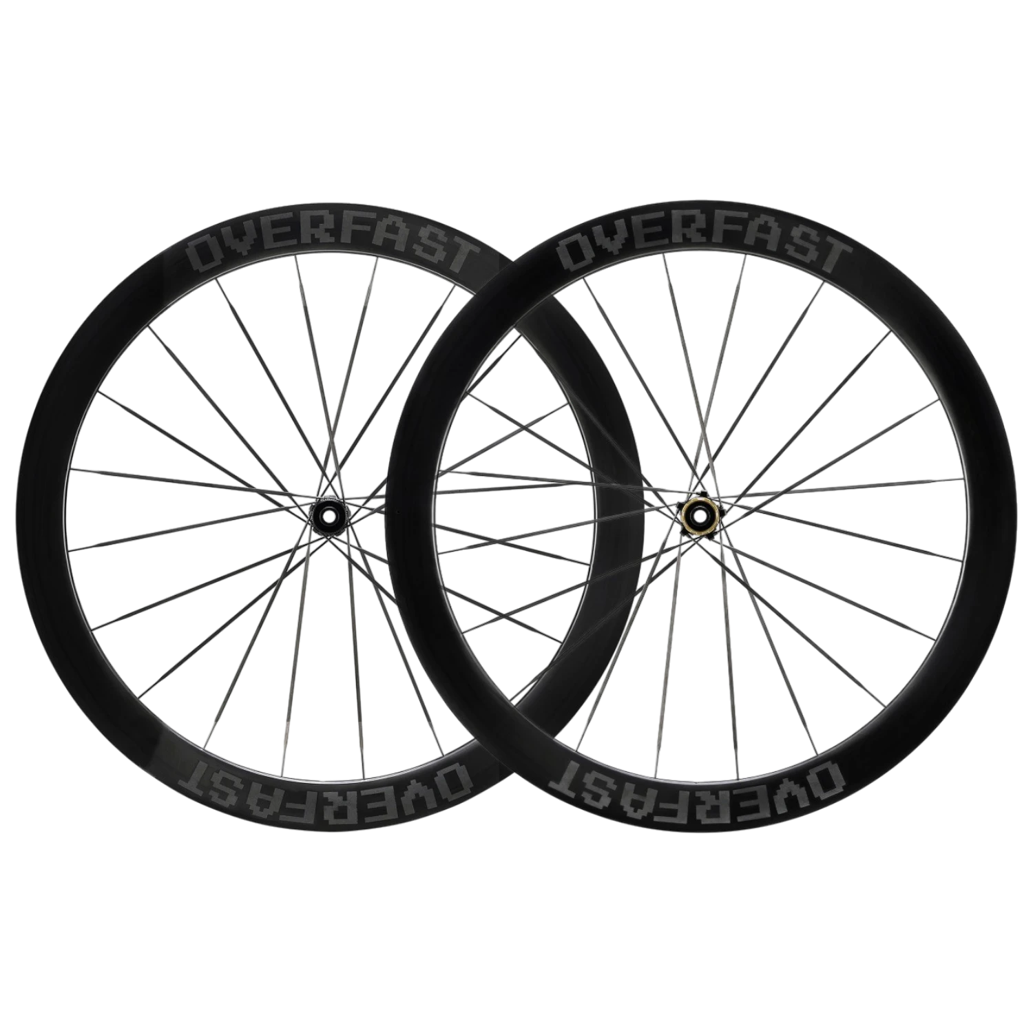 NorVelo Overfast Ultralight 50mm carbon road bike wheelset with deep rim profile and black spokes