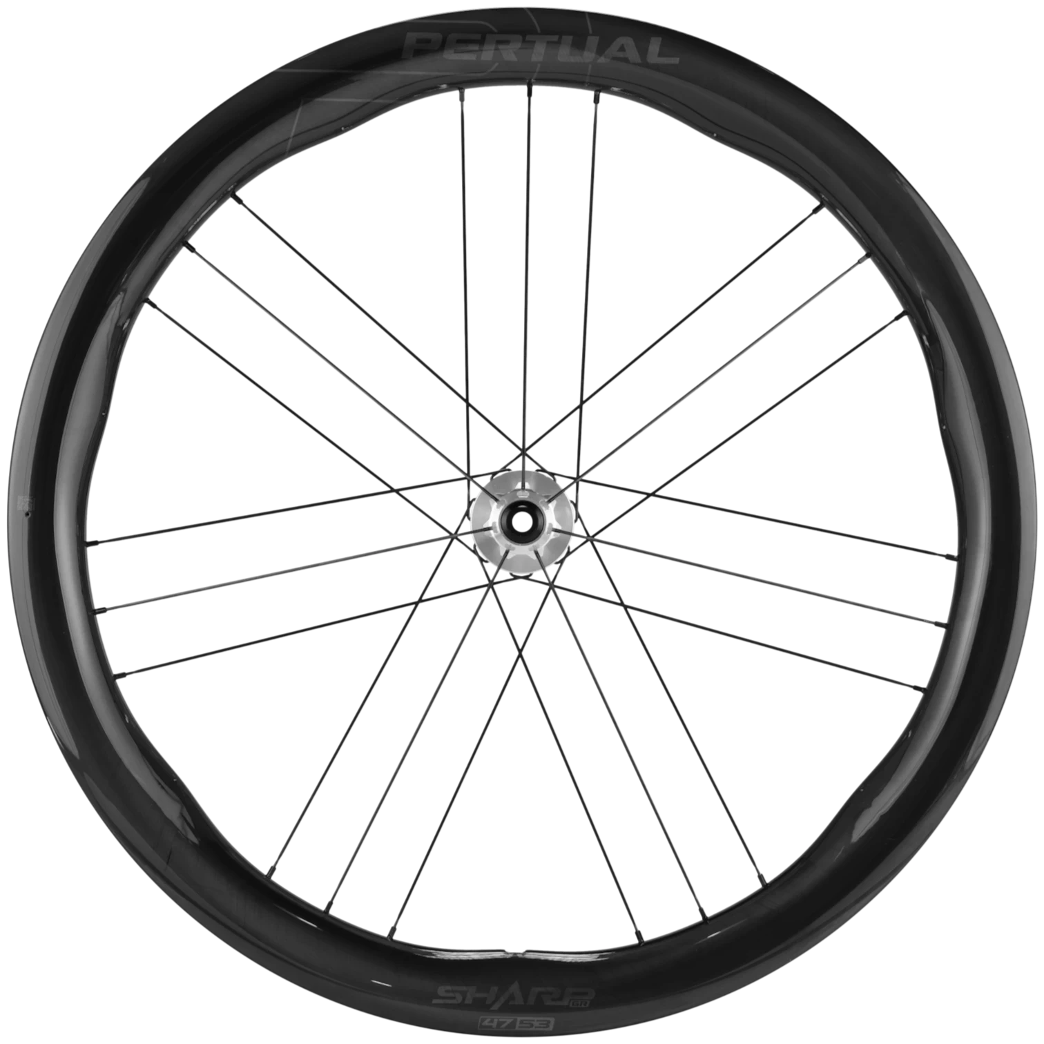 NorVelo Pertual Sharp GR carbon gravel wheel with unique wavy rim profile and DSG 2:1 spoke configuration