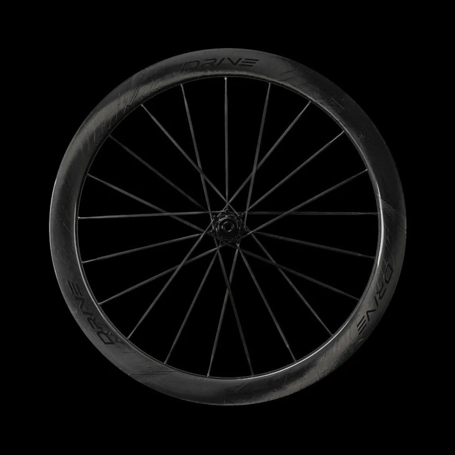 NorVelo Drive 50D II lightweight carbon road bike wheel with a 50mm aerodynamic rim profile on a black background