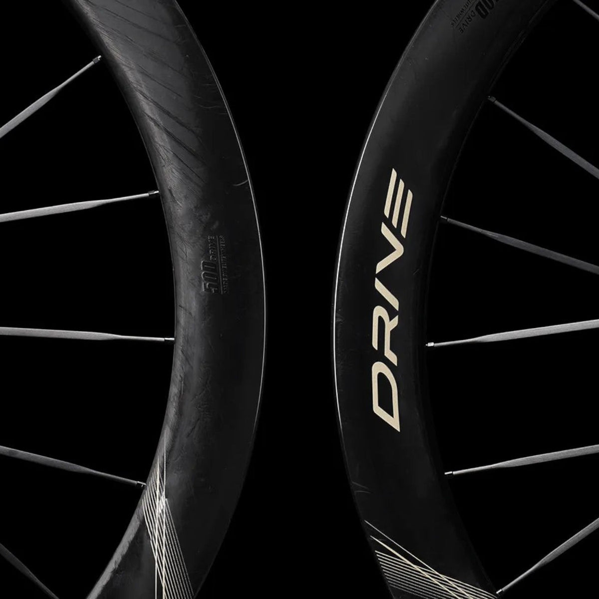 NorVelo Drive 50D II carbon road bike wheels featuring a deep-section aerodynamic rim profile and sleek black finish.