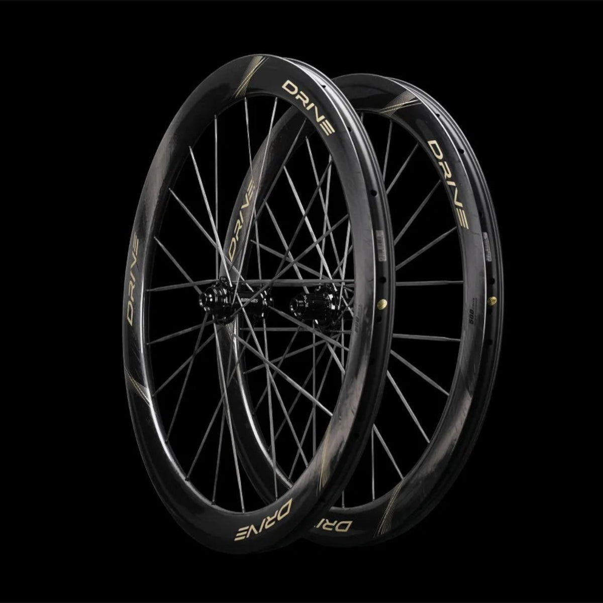 NorVelo Drive 50D II lightweight carbon road bike wheelset with aerodynamic U/V-shaped rims and black spokes