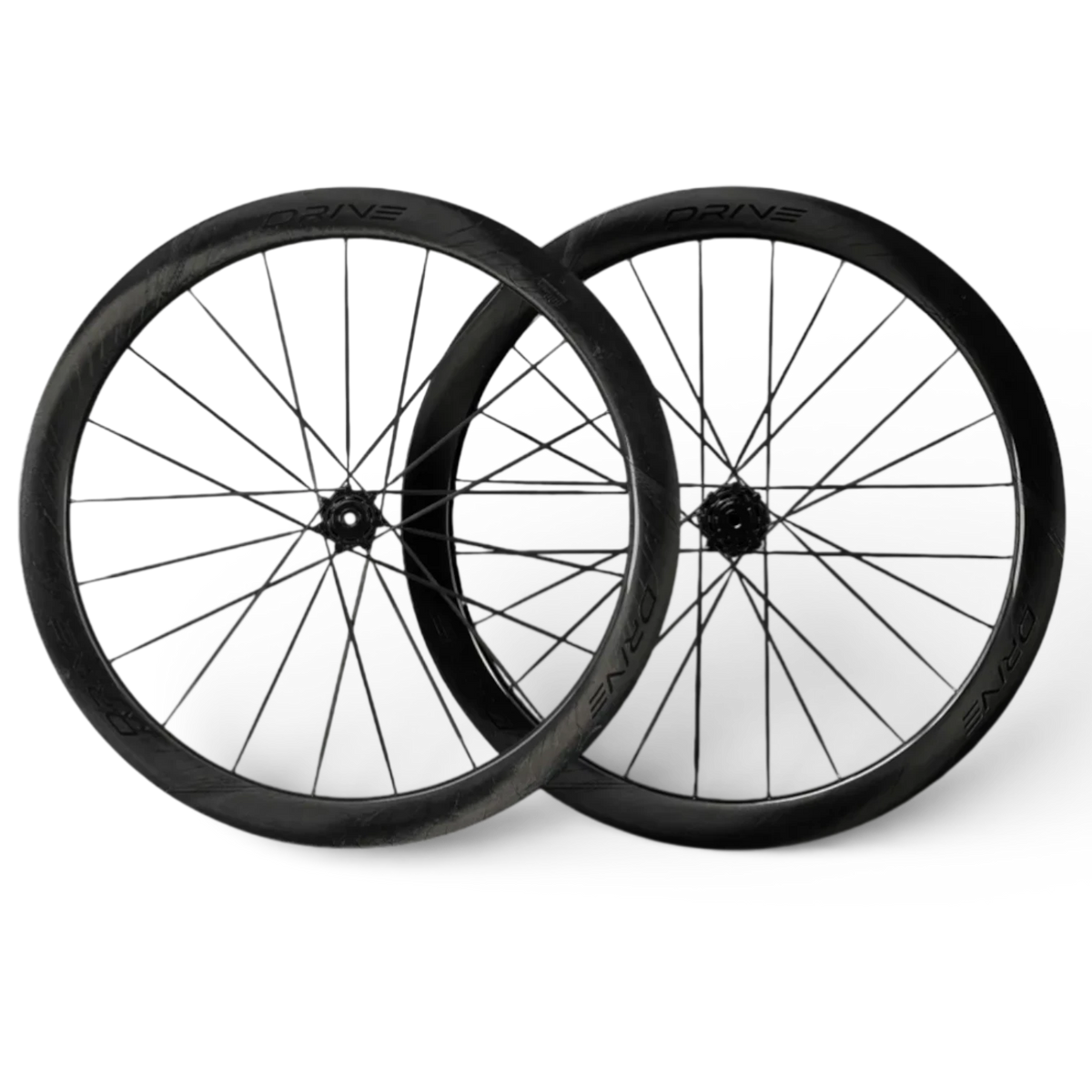 NorVelo Drive 50D II carbon road bike wheelset featuring a lightweight aerodynamic U/V-shaped rim profile.