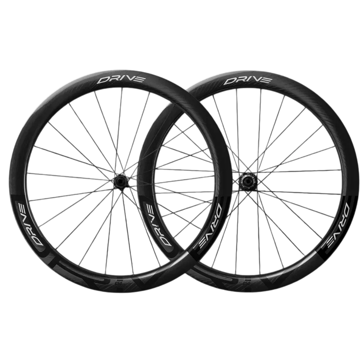 NorVelo Elitewheels Drive G50 carbon gravel wheelset with 50mm deep rims and black spokes