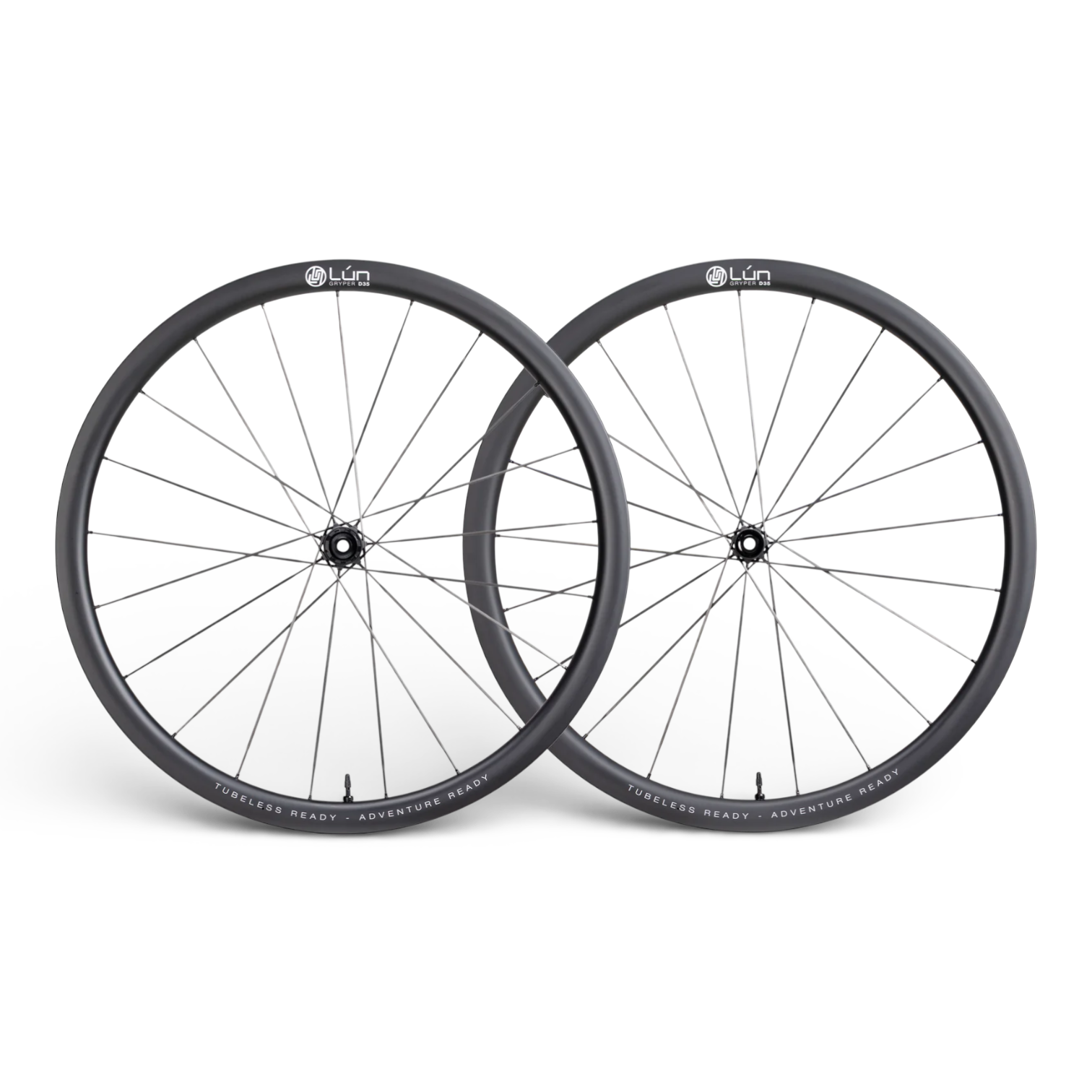 NorVelo Lún Gryper 45mm carbon gravel wheelset with tubeless ready rims and lightweight carbon spokes