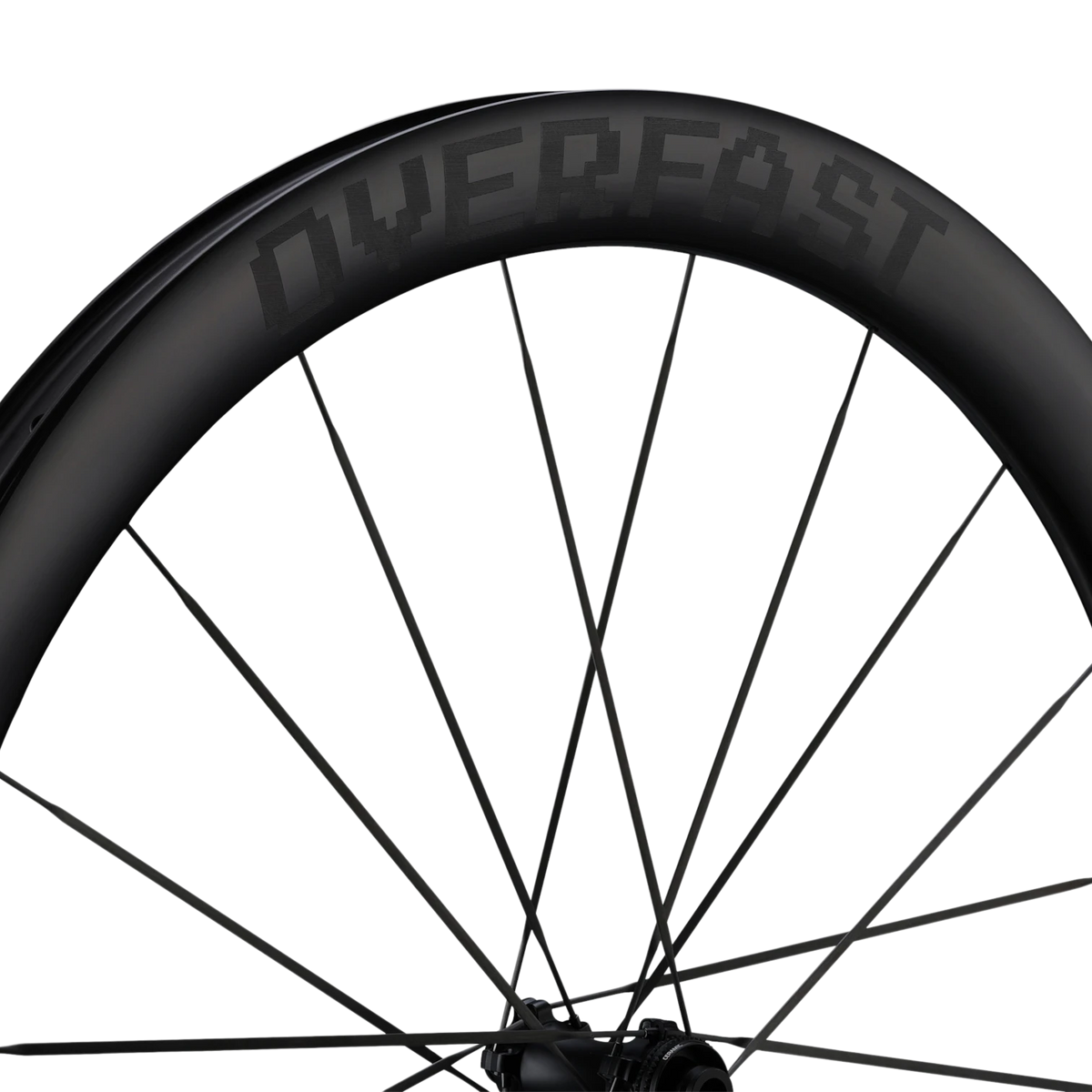 NorVelo Overfast Ultralight 50mm carbon road bike wheel with aerodynamic rim profile and black spokes