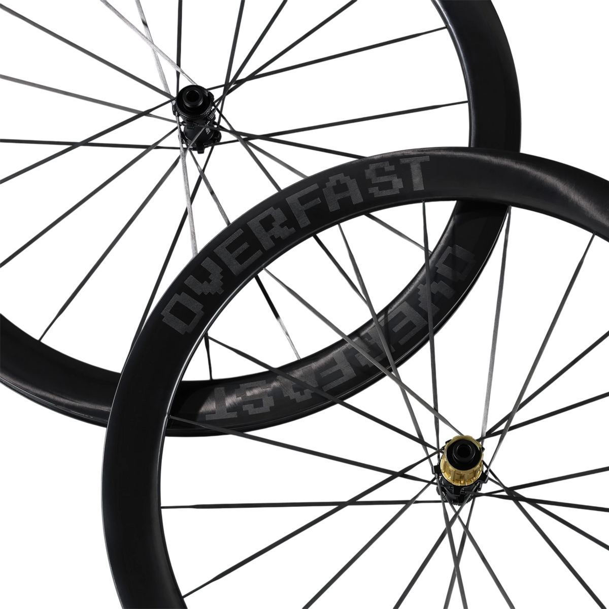 NorVelo Overfast Ultralight 50mm carbon road bike wheelset with black rims and aero spokes