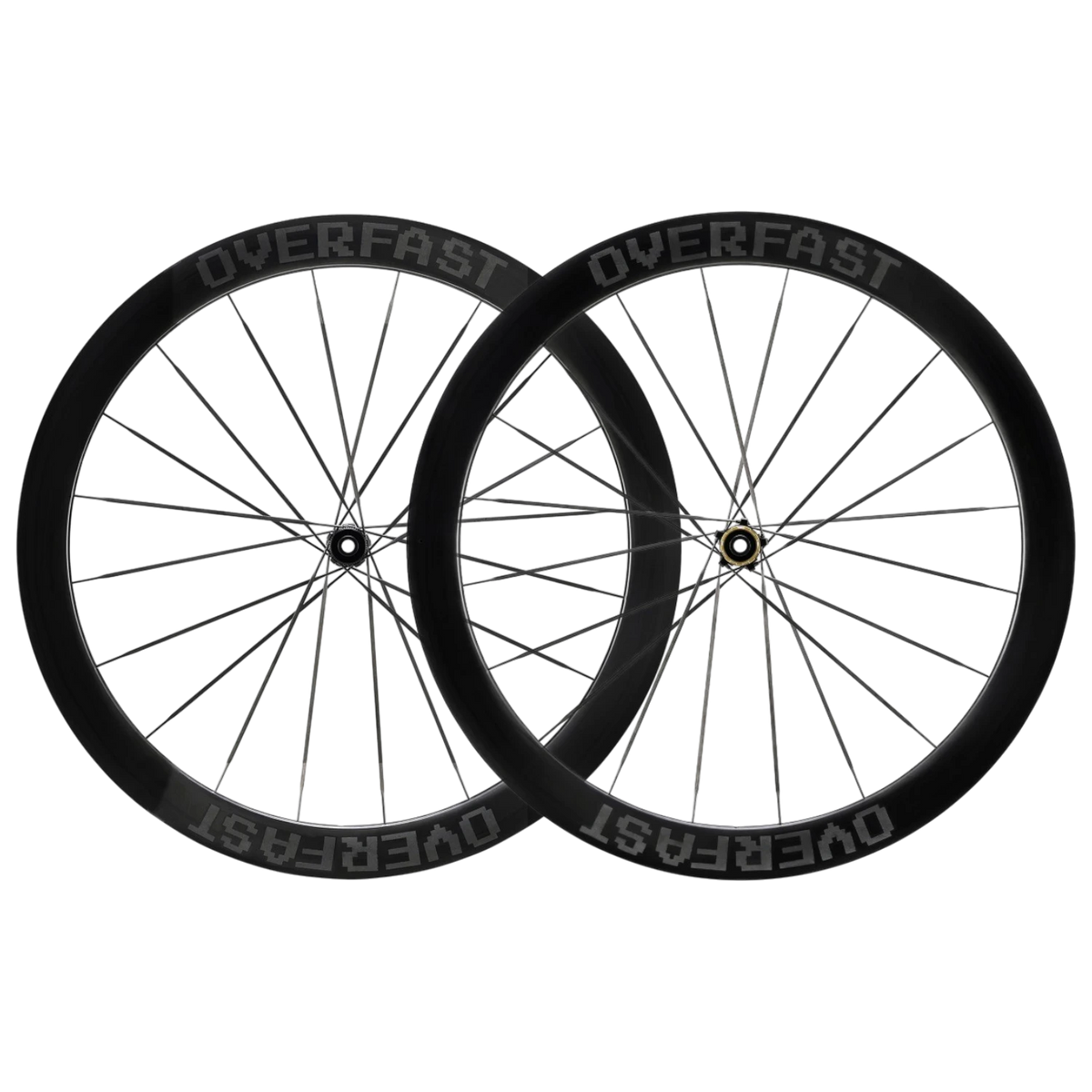 NorVelo Overfast Ultralight 50mm carbon road bike wheelset with deep rim profile and black spokes